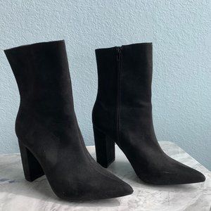 Women's Faux Suede Black Block Heel Booties Size 9 Forever 21